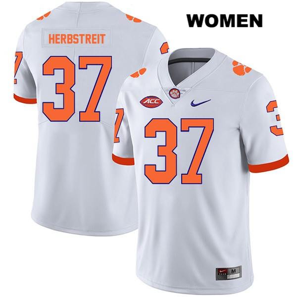 Women's Clemson Tigers #37 Jake Herbstreit Stitched White Legend Authentic Nike NCAA College Football Jersey XQY1446DW